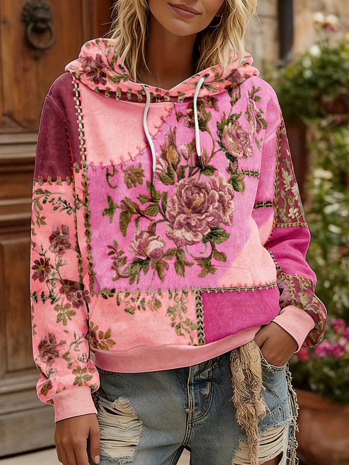 Norella - Sweat à capuche à manches longues en patchwork floral