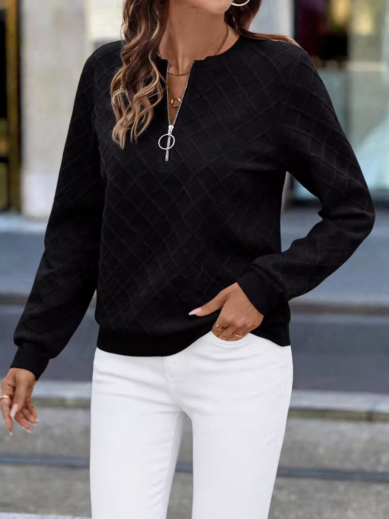 Juliet - Sweat Shirt à Manches Longues Texturé Avec Col Zippé