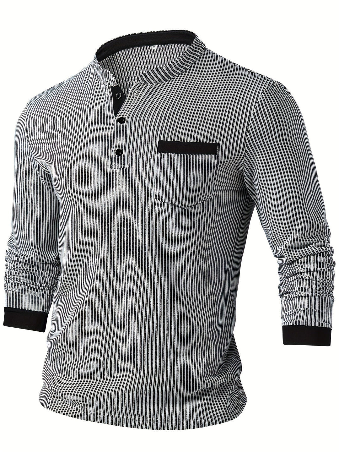 Deegan - Chemise Henley À Manches Longues Et Col Rayé Texturé