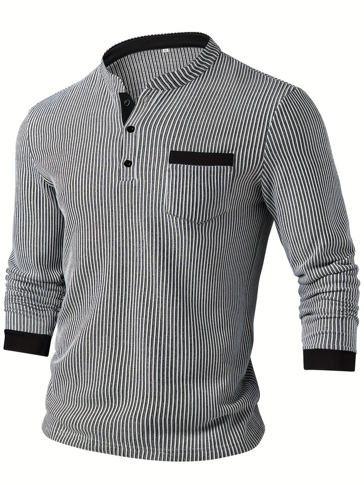 Deegan - Chemise Henley À Manches Longues Et Col Rayé Texturé