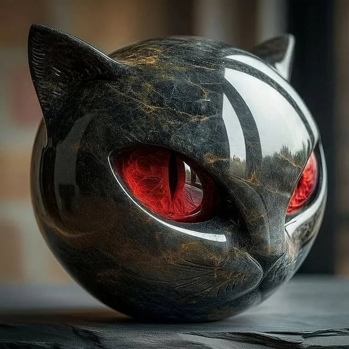 Nyxcharm - Sculpture Tête De Chat Noir Mystique
