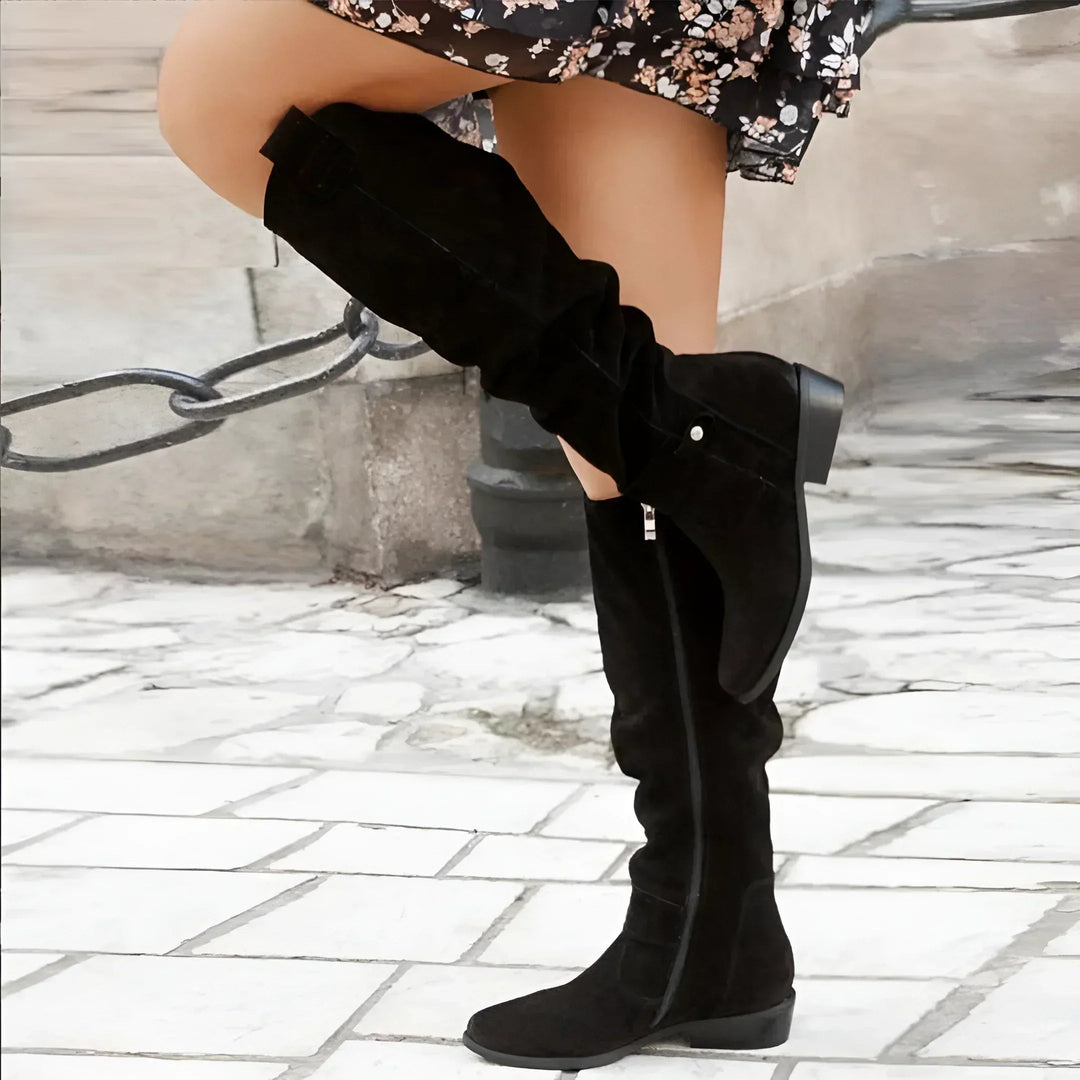 Kimara - Bottes en Cuir Montant Jusqu'aux Genoux Avec Fermeture Éclair Latérale