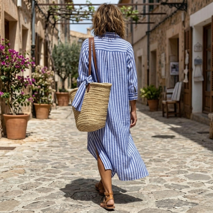 Hermien - Robe Chemise Légère à Rayures