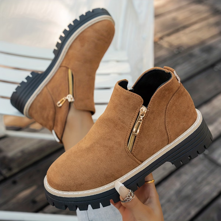 Angelika - Bottines en Daim Avec Fermeture éclair Sur le Côté