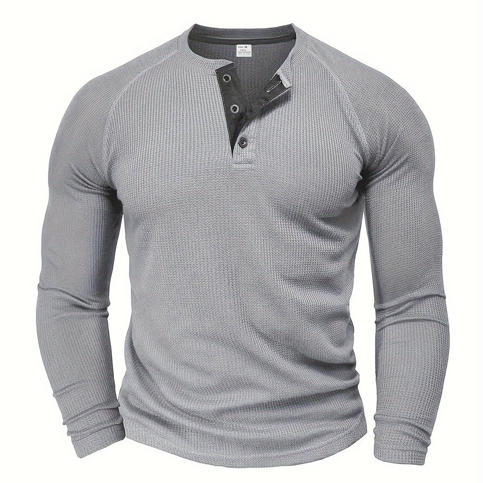 Jarik - T-shirt Henley À Manches Longues Texturé