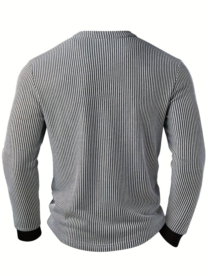 Deegan - Chemise Henley À Manches Longues Et Col Rayé Texturé