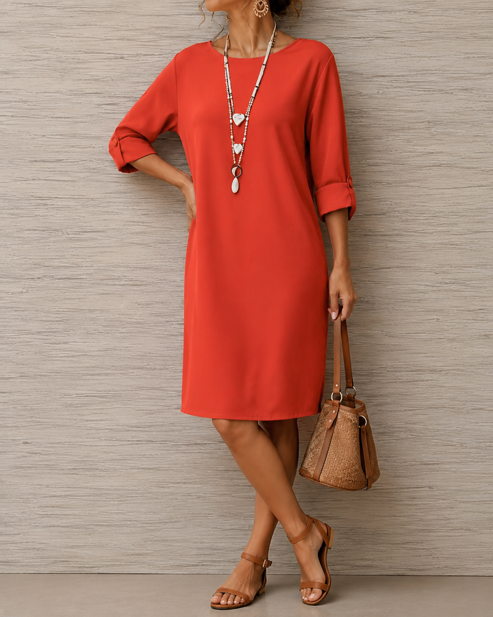 Huguette - Robe Droite à col Rond et Poches