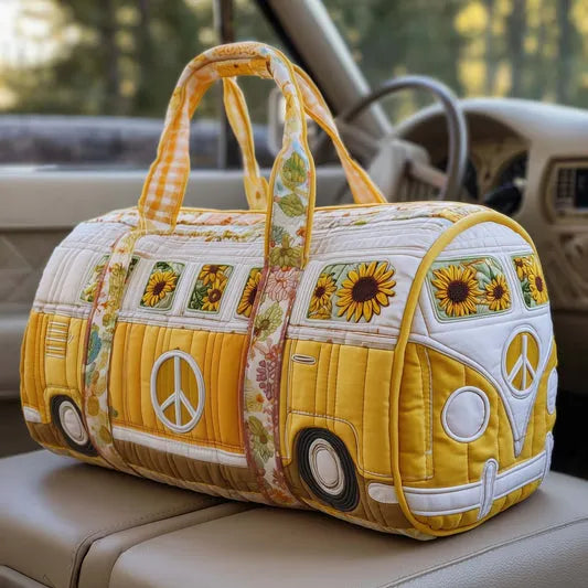 RetroBloom - Sac de Voyage Matelassé à Imprimé « Camping Car Vintage »