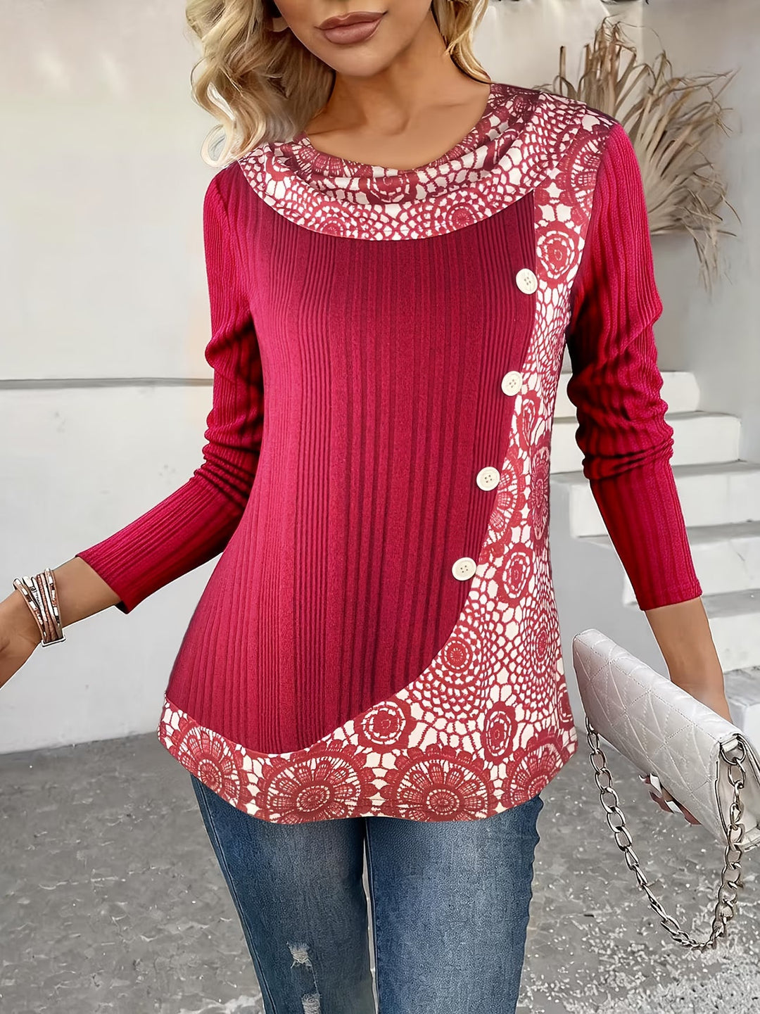Lizeth - T-Chemise À Col Rond Et Manches Longues