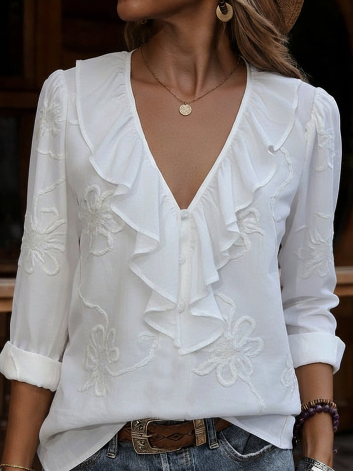 Celestine - Chemise Vintage À Motif Floral Et Col en V