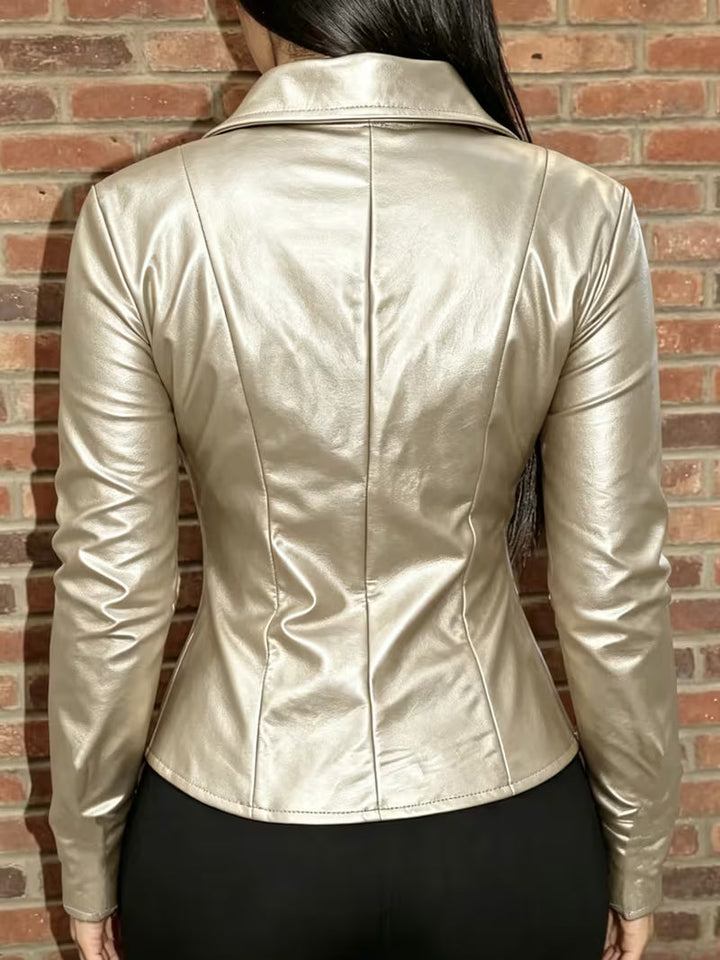 Shiona - Veste en Cuir Avec Poches Avant