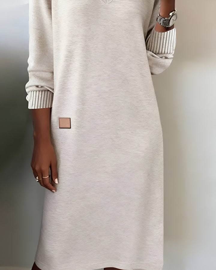 Kymari - Robe Longue Décontractée en Maille À Col en V