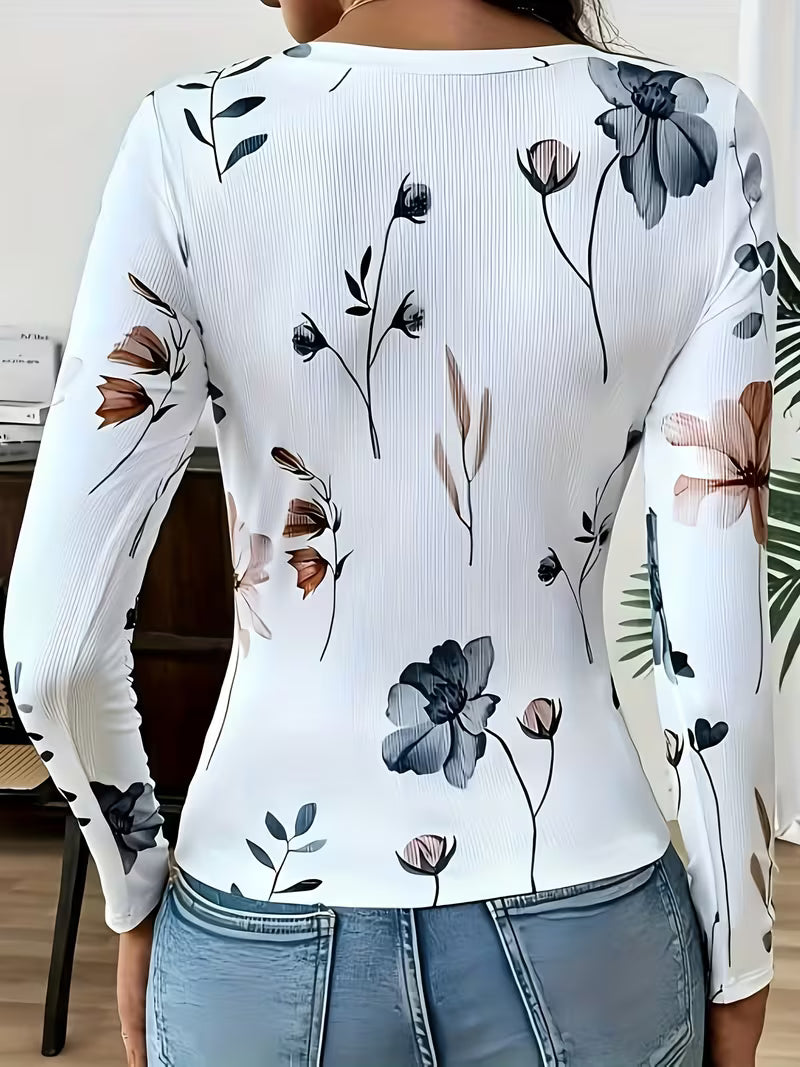 Rabiye - Haut À Imprimé Floral Et Encolure Carrée