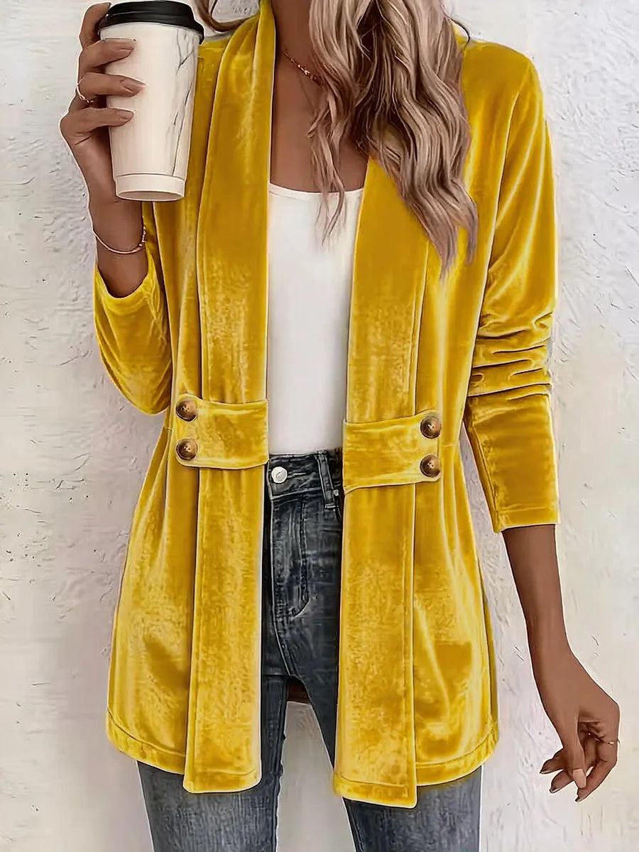 Sdenia - Blazer Long en Velours À Devant Ouvert