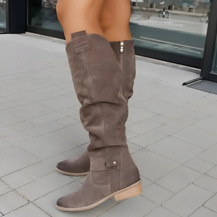 Kimara - Bottes en Cuir Montant Jusqu'aux Genoux Avec Fermeture Éclair Latérale