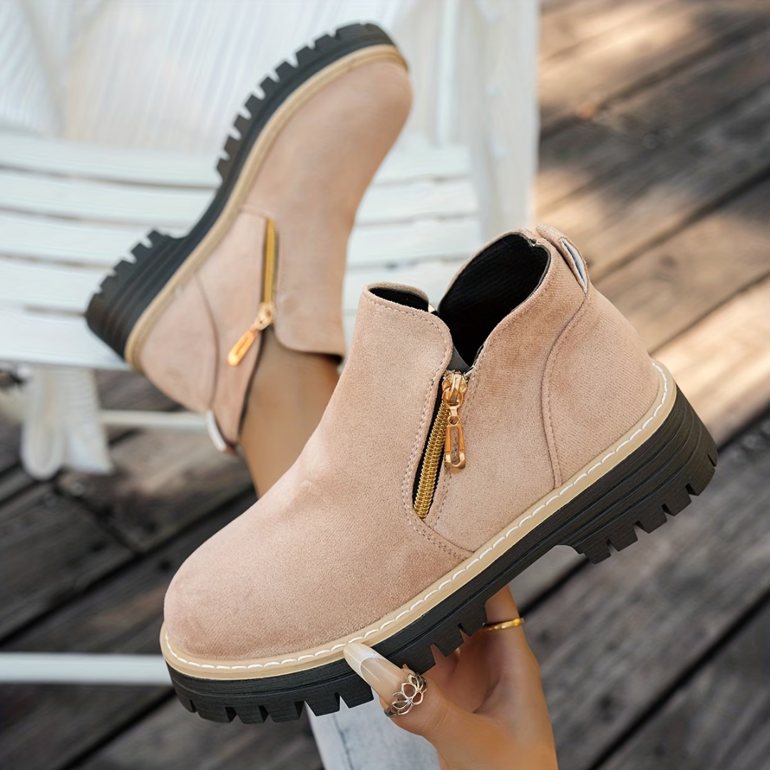 Angelika - Bottines en Daim Avec Fermeture éclair Sur le Côté
