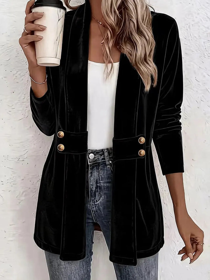 Sdenia - Blazer Long en Velours À Devant Ouvert