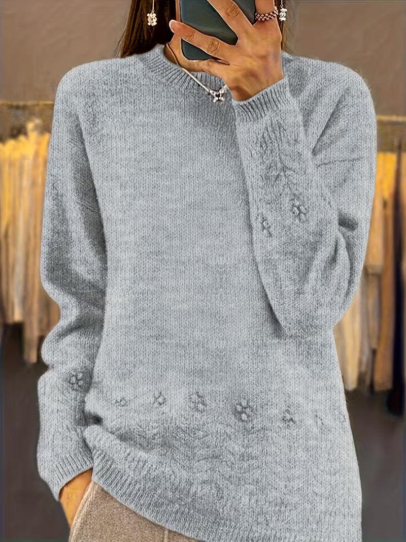 Ghizala - Pull À Col Rond en Maille À Motif Floral