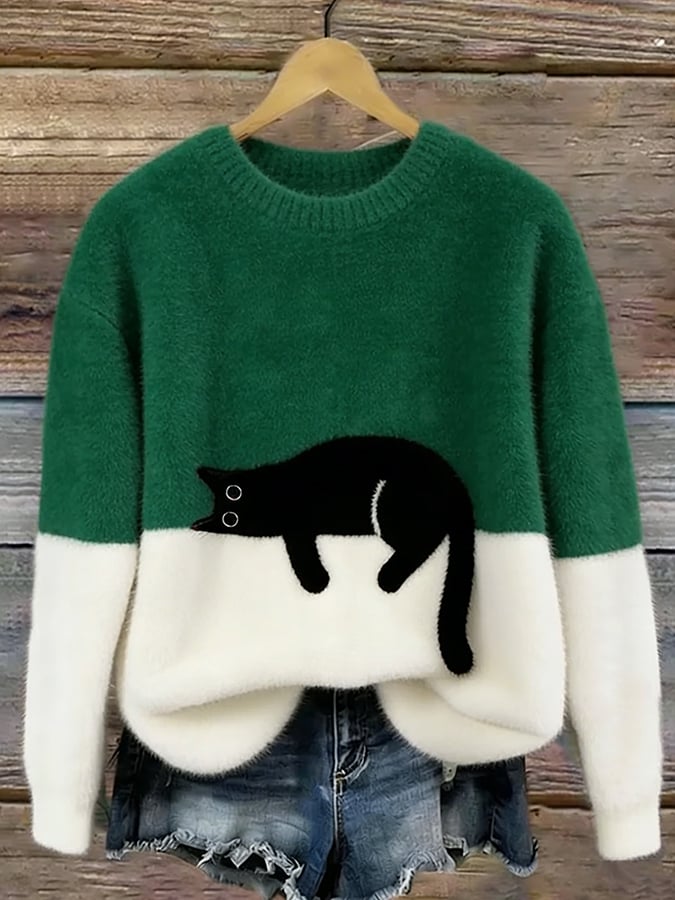 Aiste - Pull Décontracté À Motif Chat