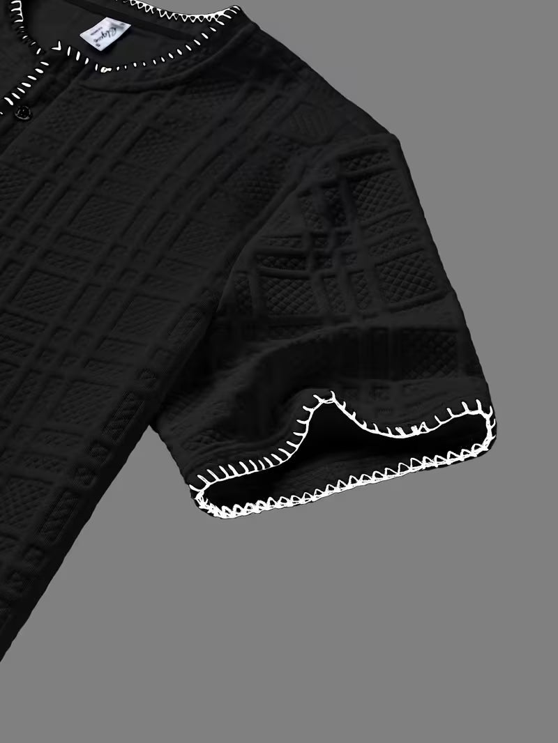 Layton - T-chemise Henley à Manches Courtes Texturé