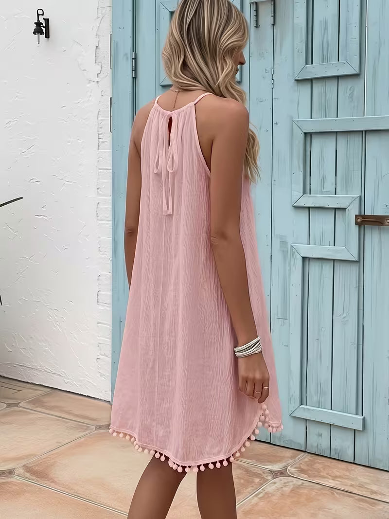 Shiena - Robe Élégante en Dentelle AU Crochet À Col Licou