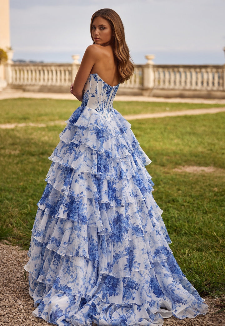 Miolina - Robe De Soirée Sans Bretelles à Volants Superposés