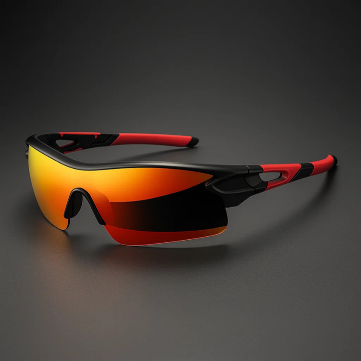 VeloShade - Lunettes de Soleil de Cyclisme Sportives Enveloppantes à Verres Miroités