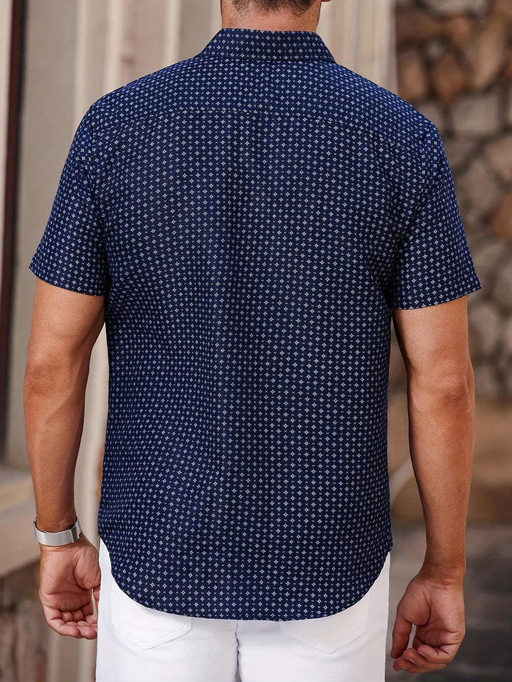 Orvian - Chemise À Manches Courtes À Imprimé Géométrique Et Boutons