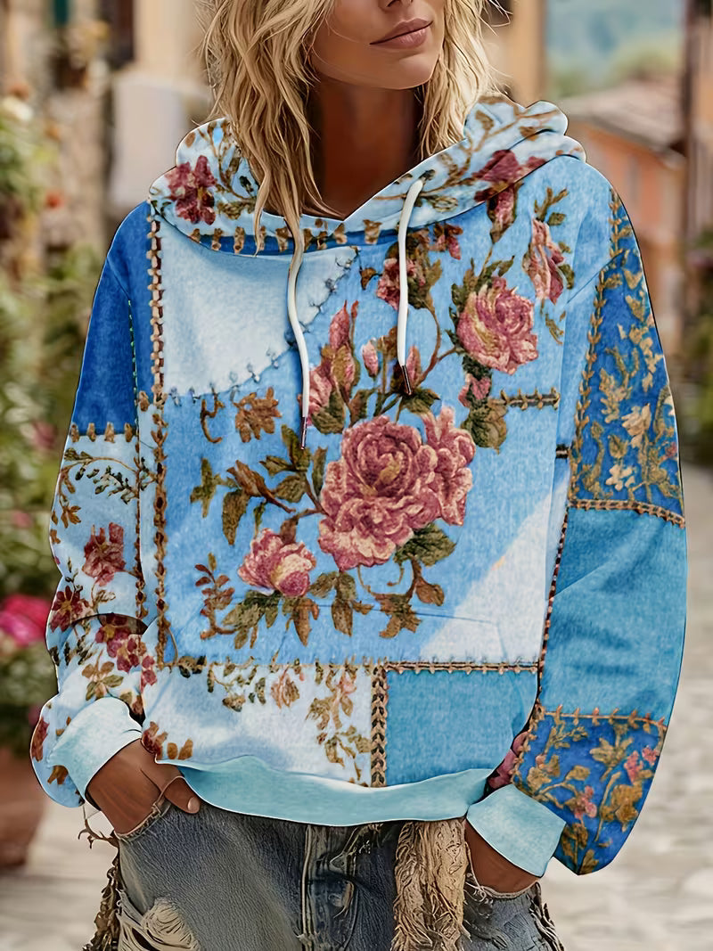 Norella - Sweat à capuche à manches longues en patchwork floral