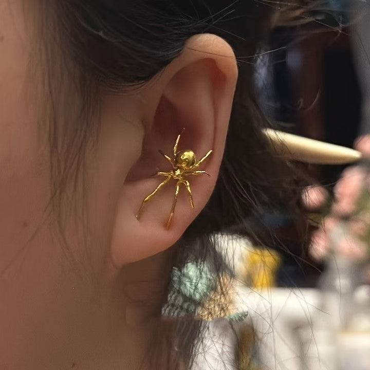 Amnuai - Boucles D'oreilles Créoles Avec Pendentif Araignée