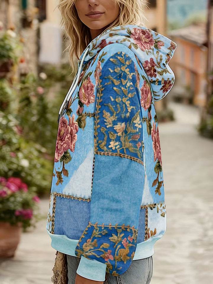 Norella - Sweat à capuche à manches longues en patchwork floral