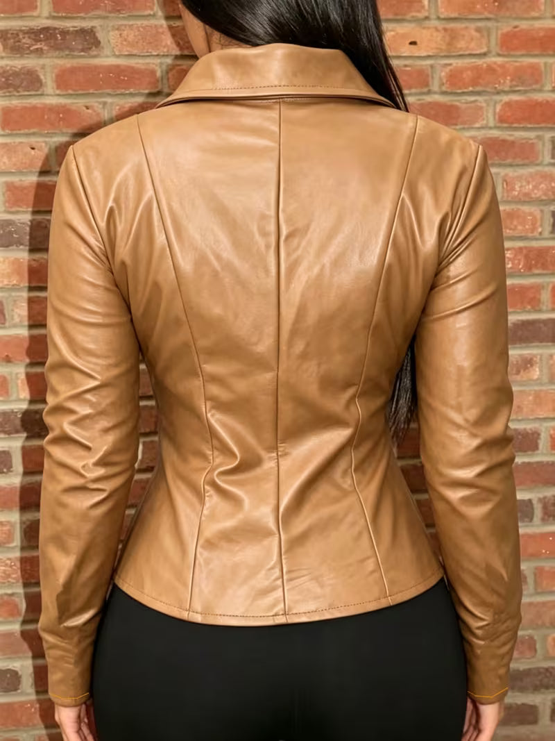 Shiona - Veste en Cuir Avec Poches Avant