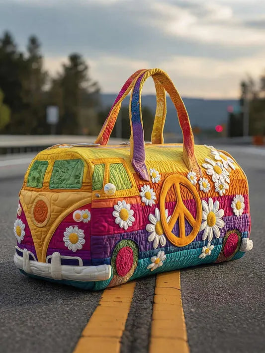RetroBloom - Sac de Voyage Matelassé à Imprimé « Camping Car Vintage »
