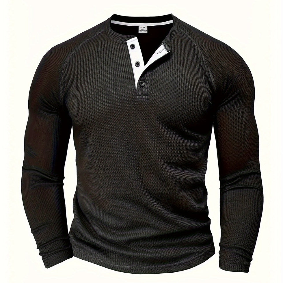 Jarik - T-shirt Henley À Manches Longues Texturé