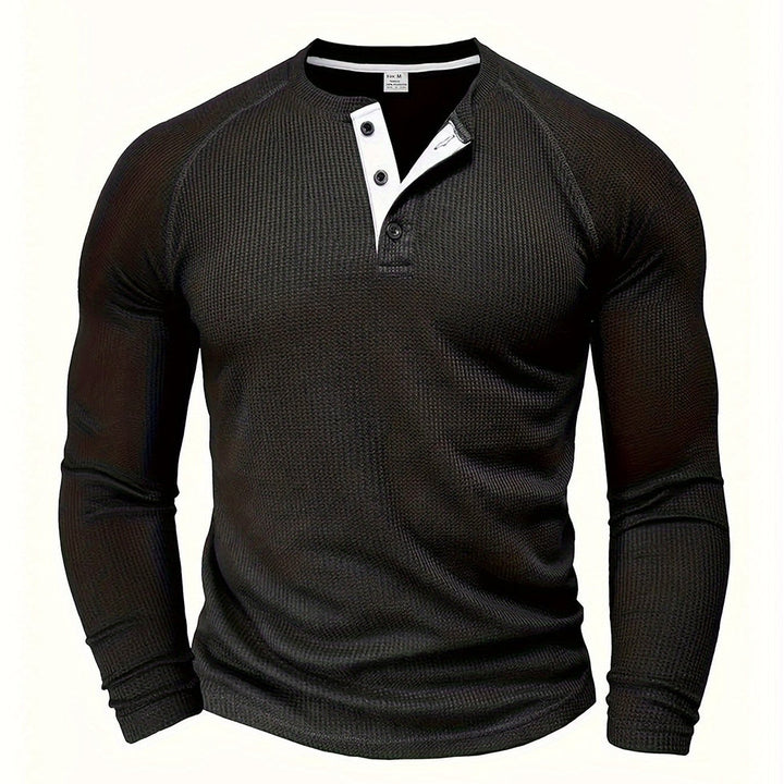 Jarik - T-shirt Henley À Manches Longues Texturé