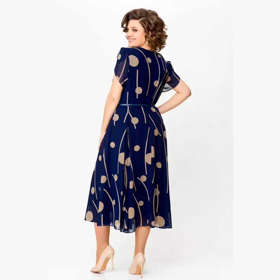 Nazeli - Robe Mi-Longue en Mousseline À Imprimé À Pois