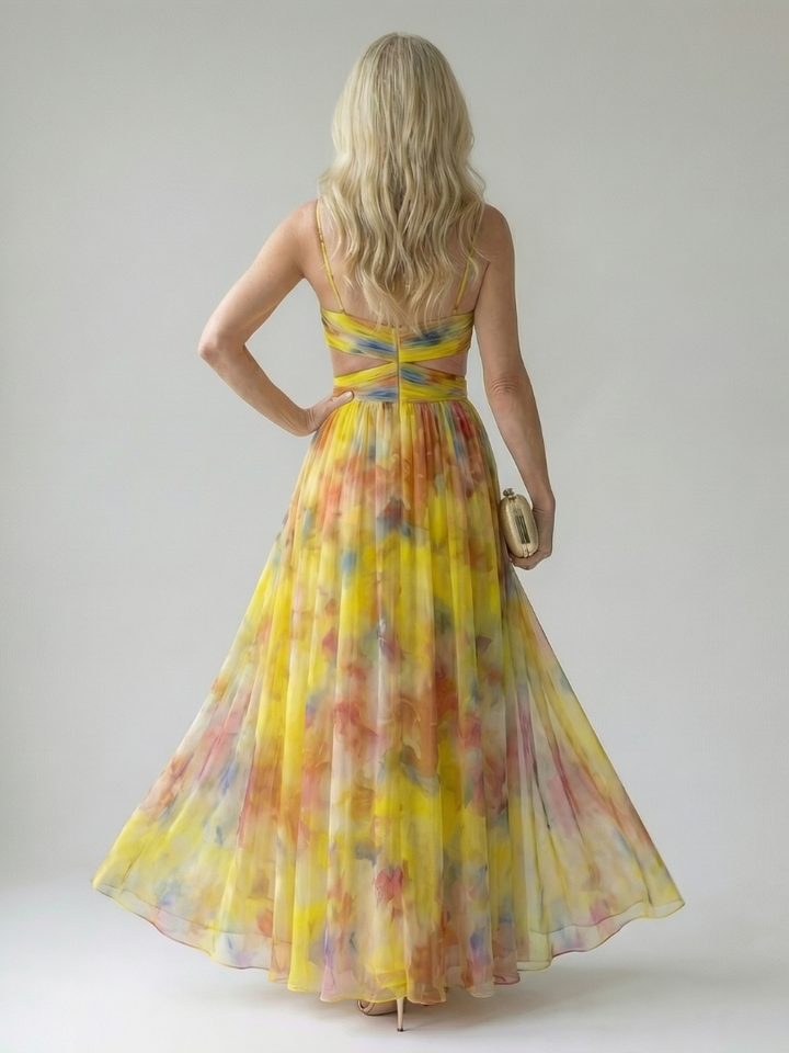 Xeenia - Robe Longue élégante En Mousseline Avec Découpes