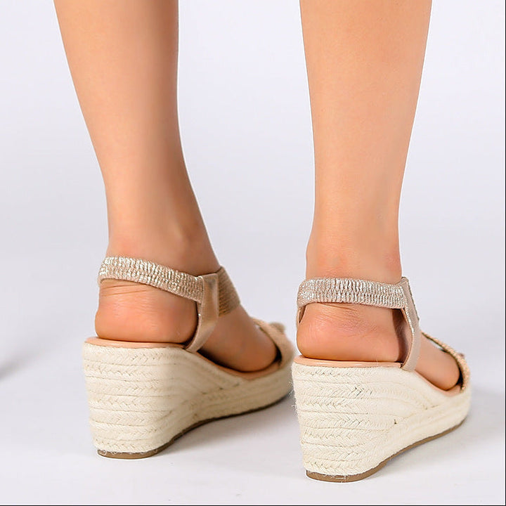 Niyar - Sandales à Talons Compensés en Espadrille Avec Bride Arrière Tressée