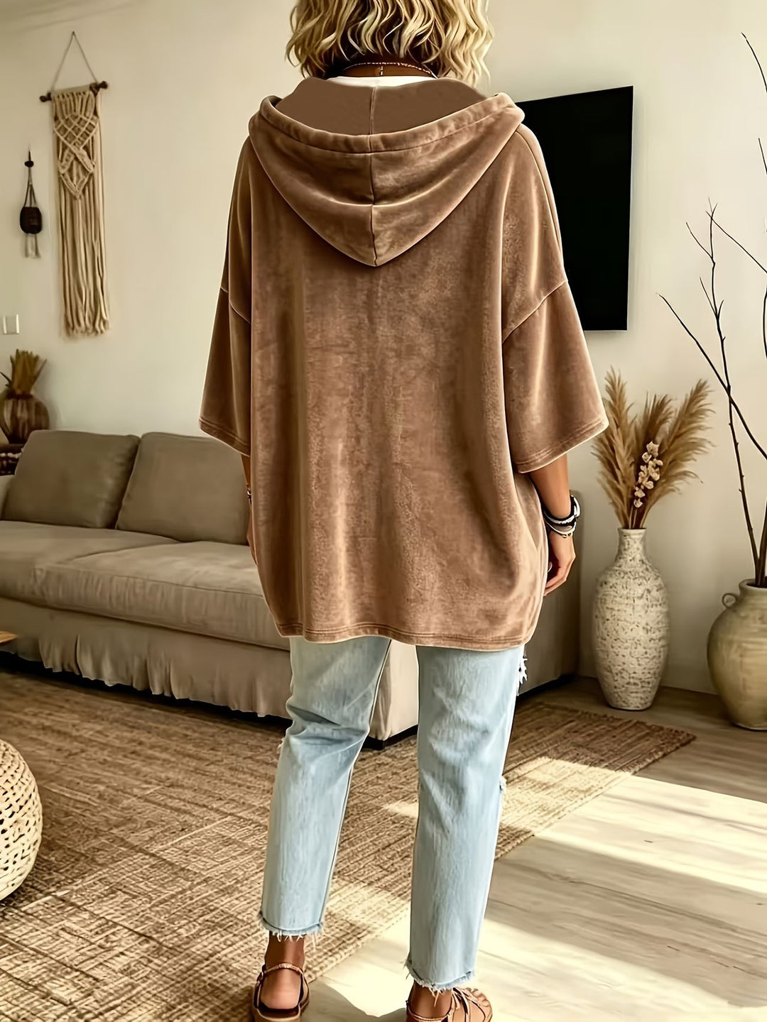 Missina - Sweat À Capuche Surdimensionné De Luxe en Velours