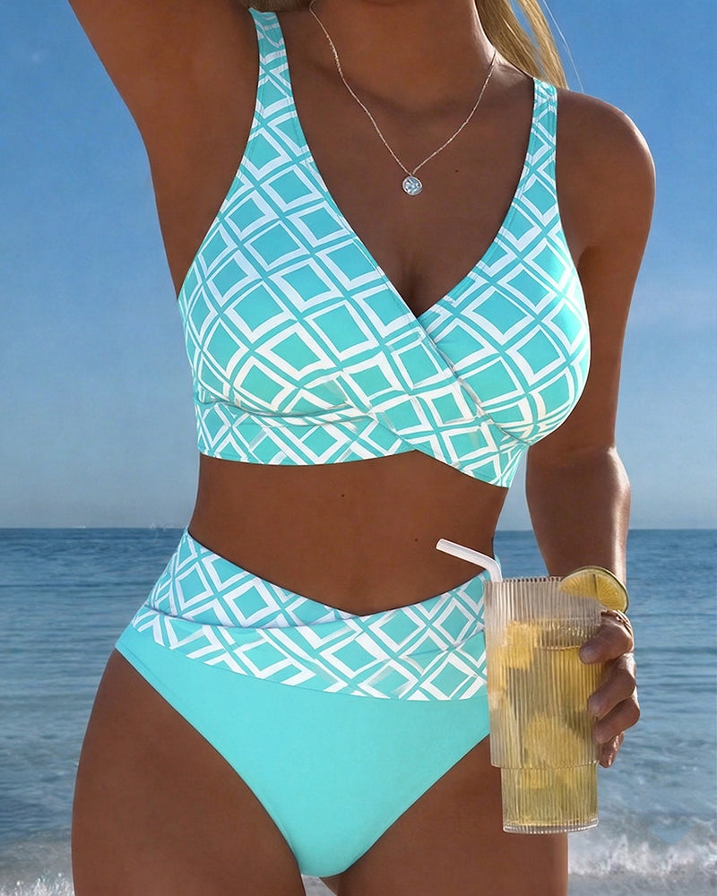 Chelvi - Élégant Bikini Deux Pièces À Motif Losanges