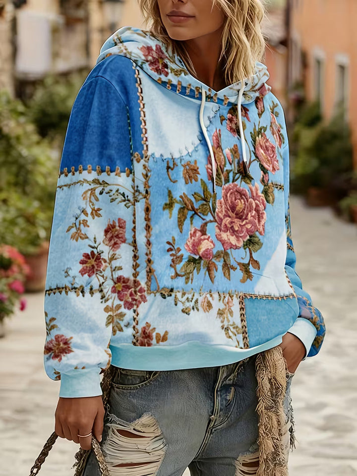 Norella - Sweat à capuche à manches longues en patchwork floral