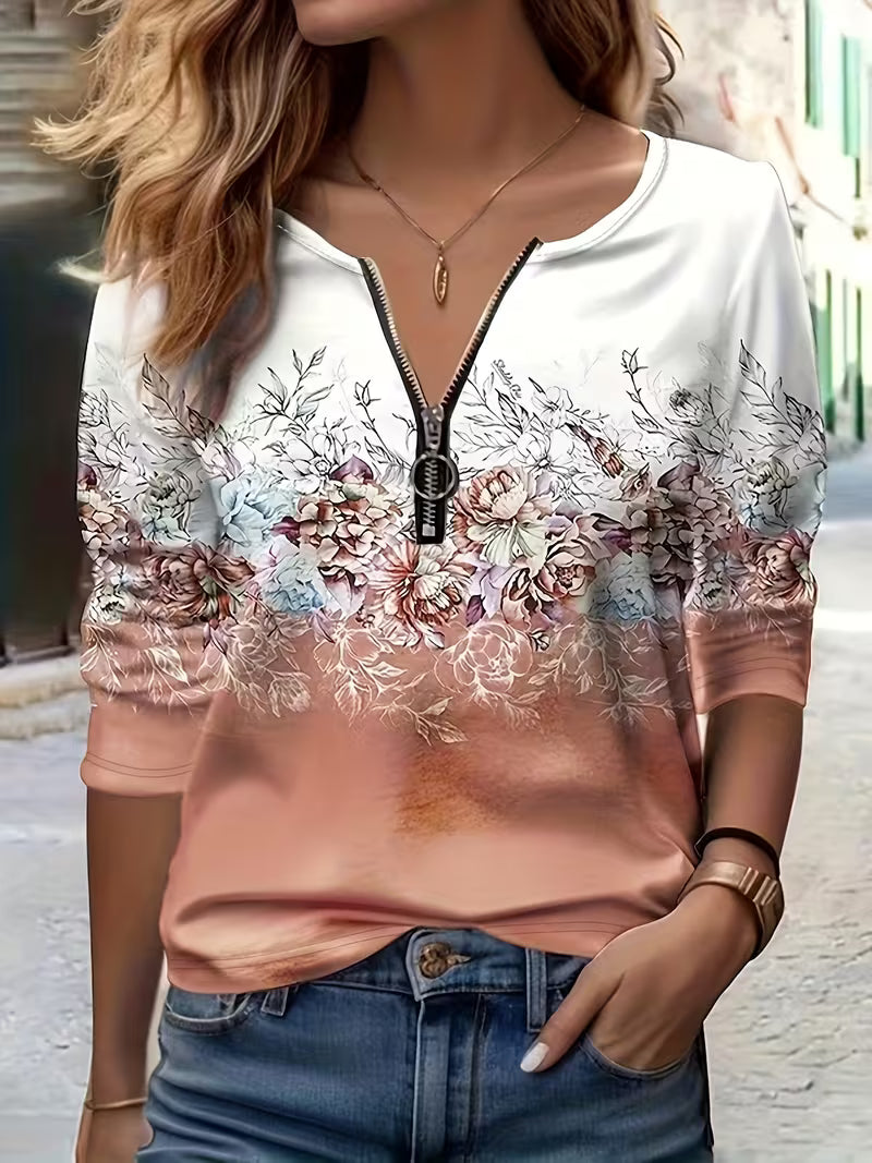 Tishna - Haut À Imprimé Floral Graphique Élégant