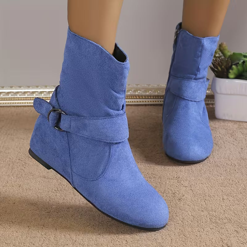 Belynda - Bottines à Talon Compensé Ample Avec Bride à Boucle