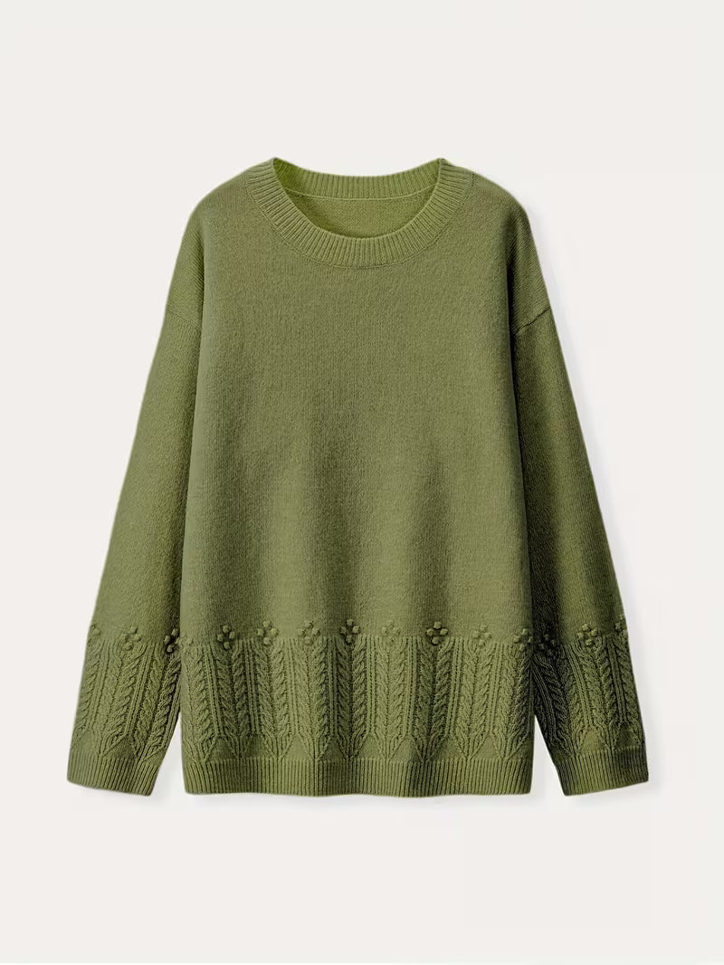 Ghizala - Pull À Col Rond en Maille À Motif Floral