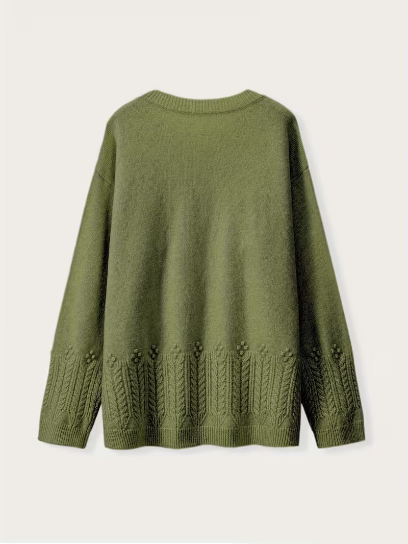 Ghizala - Pull À Col Rond en Maille À Motif Floral