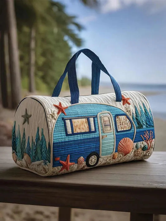 RetroBloom - Sac de Voyage Matelassé à Imprimé « Camping Car Vintage »