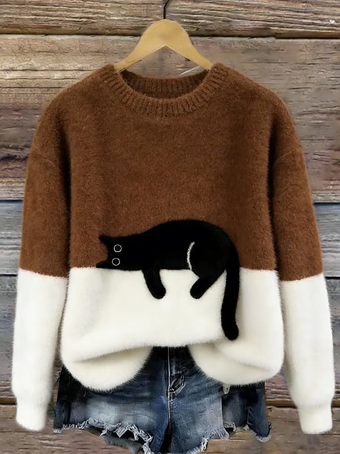 Aiste - Pull Décontracté À Motif Chat