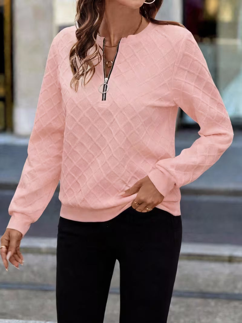 Juliet - Sweat Shirt à Manches Longues Texturé Avec Col Zippé