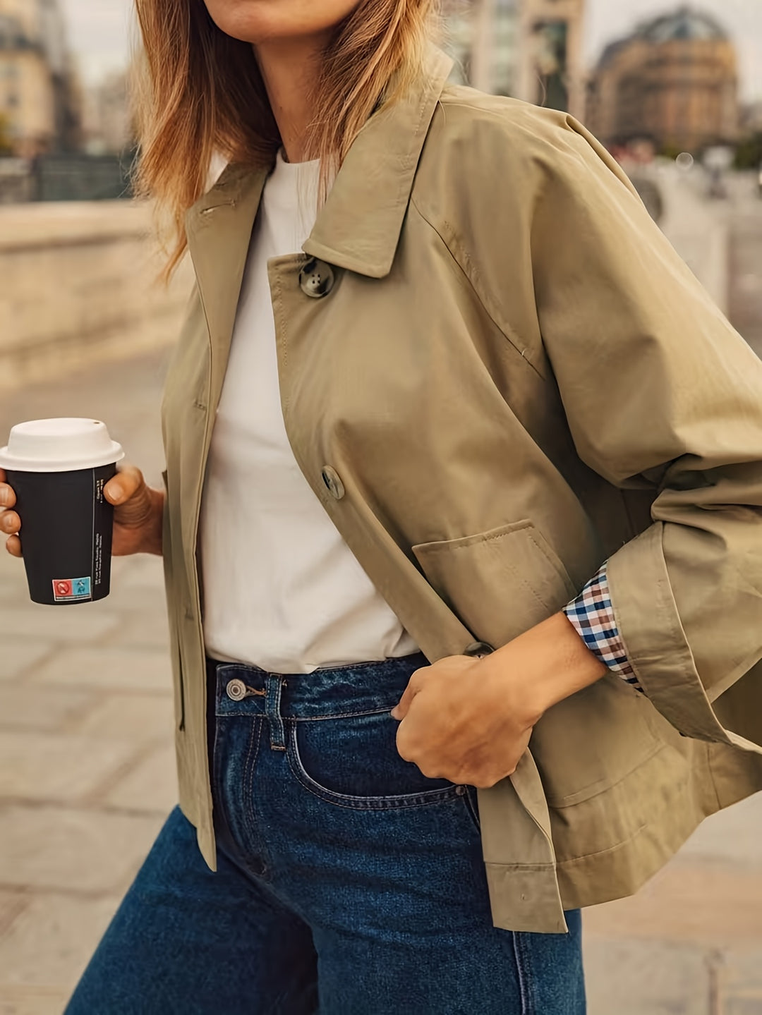 Alyona - Veste Élégante À Manches Longues Avec Boutons