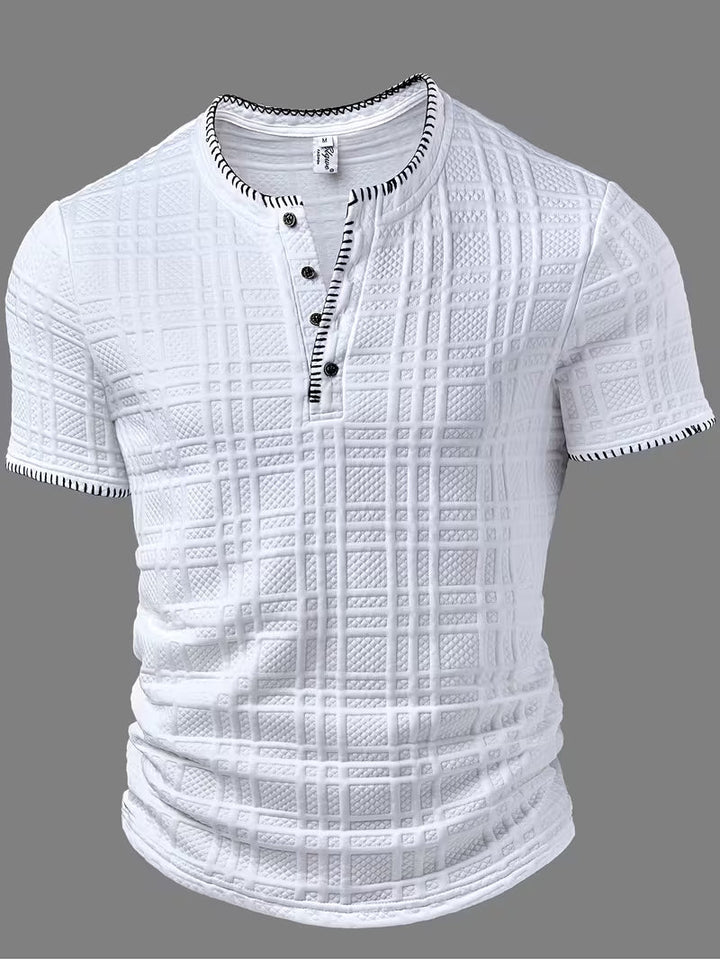 Layton - T-chemise Henley à Manches Courtes Texturé